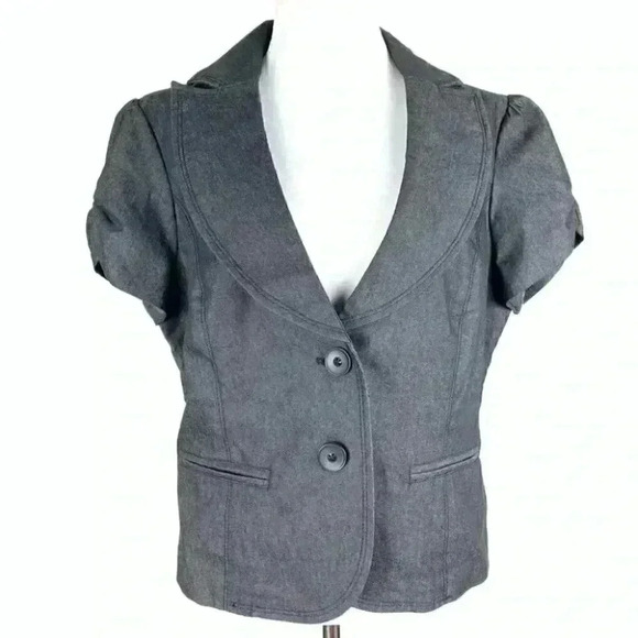 Willi smith Womens blazer size L denim 2 button Peter Pan collar - Picture 1 of 10